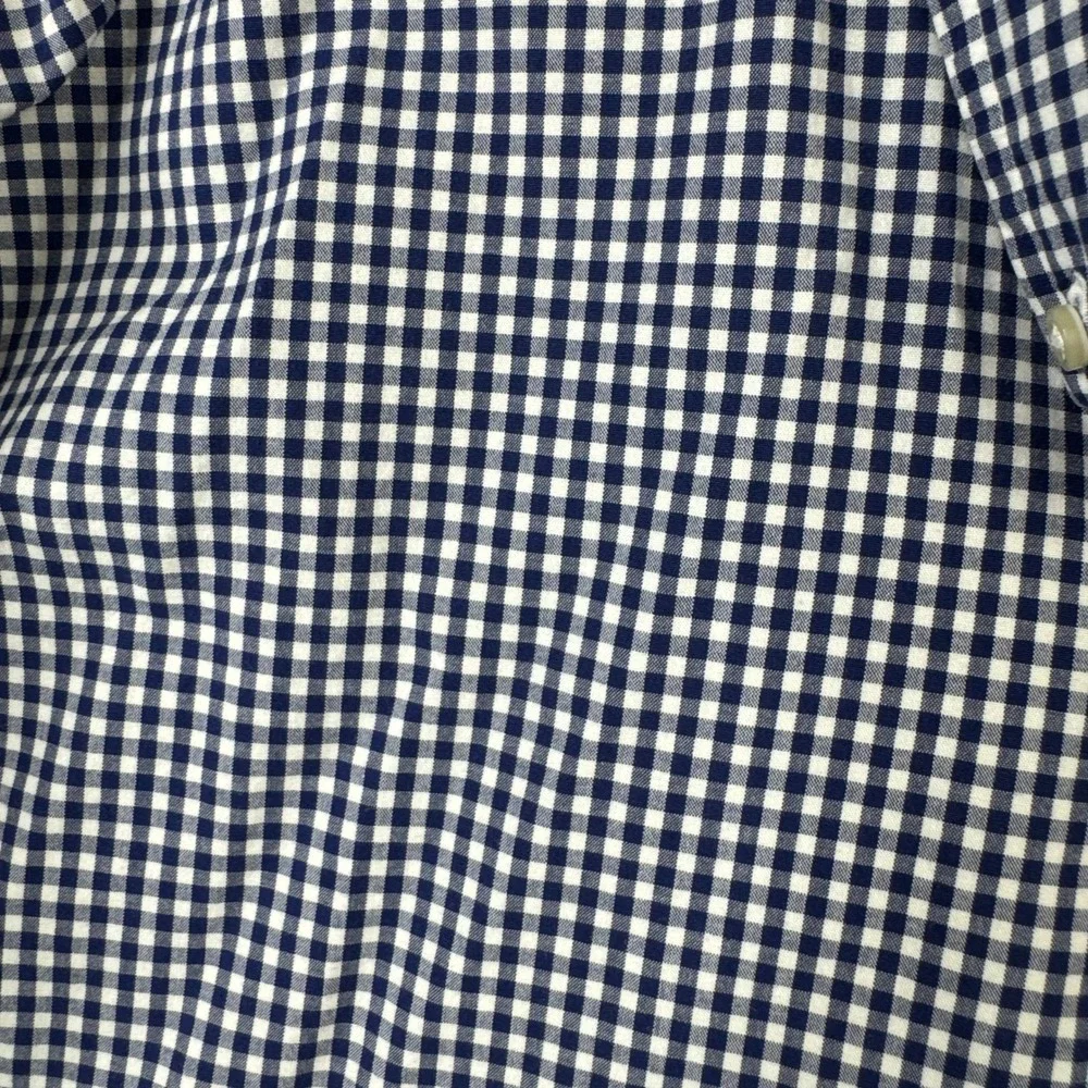 Polo Ralph Lauren Mens 2XB Navy Blue White Gingham Check Stretch Long Slv Shirt